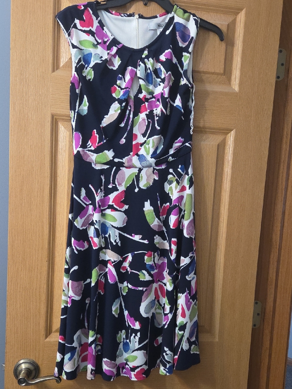 Navy Floral Sleeveless Fit & Flare Dress - Multicolor
